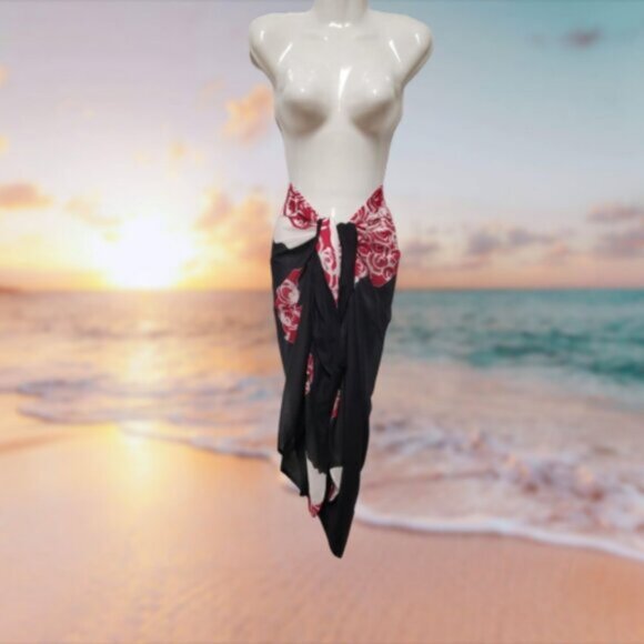 Womens Sarong Pareo Cotton Wrap HandPainted Batik Wrapskirt Beachwear -NEW - Picture 2 of 6